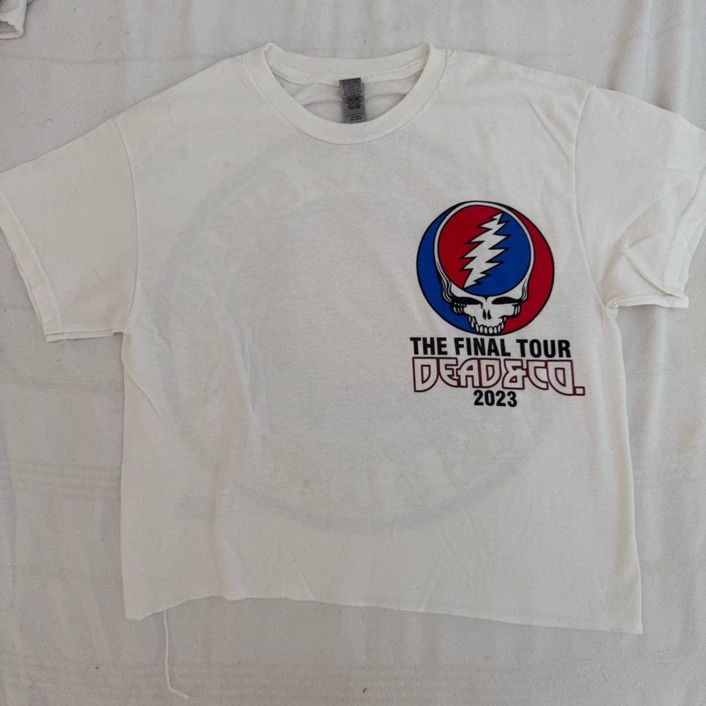Grateful Dead White Short Sleeve Tee with Steal Your Face Design Vintage Concert